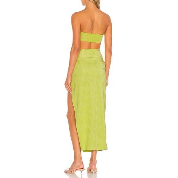 Superdown Karolyna Maxi Skirt Set Neon Citron Size M - Picture 3 of 10